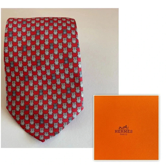 New Hermes Necktie, Handmade 7-Fold 100% Silk
